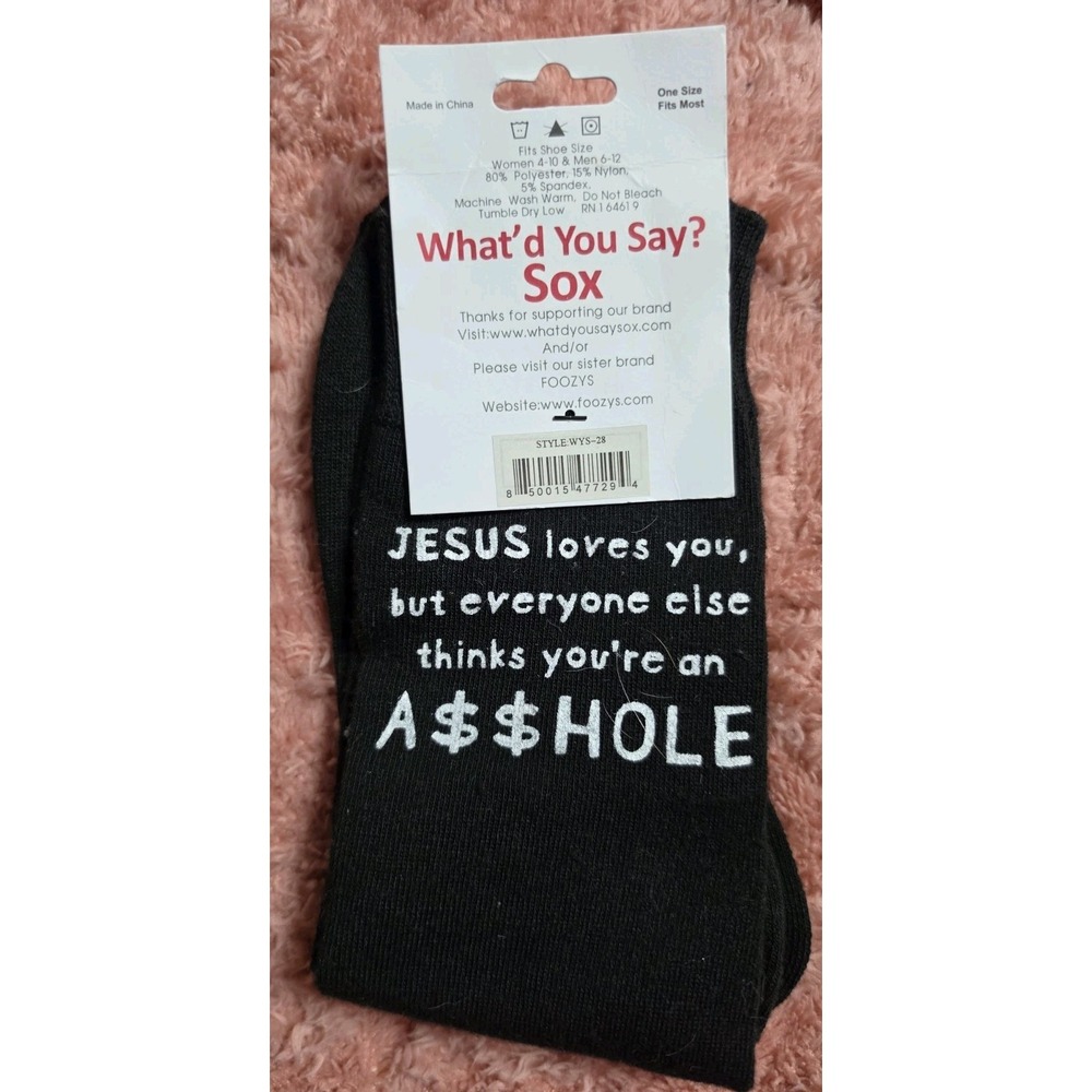 What'd You Say Sox Mens Funny Husband Crew Socks Black White Novelty One Size